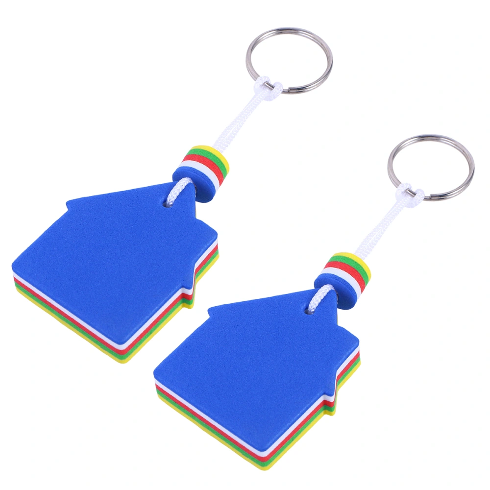 2 Pcs/pack EVA Floating Keychain Key Ring Safety Key Holder for Marine Boat Fishing Sailing & Water Sports(House)