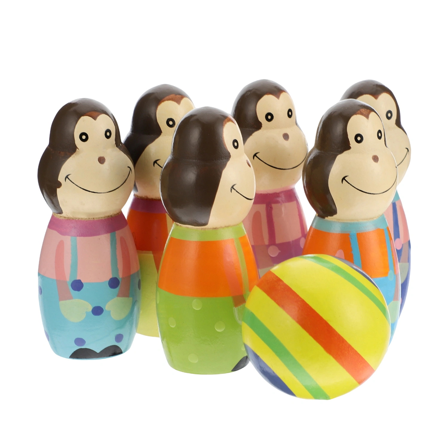 1 Set Children Bowling Ball Set Wooden Bowling Games Toy Cartoon Bowling