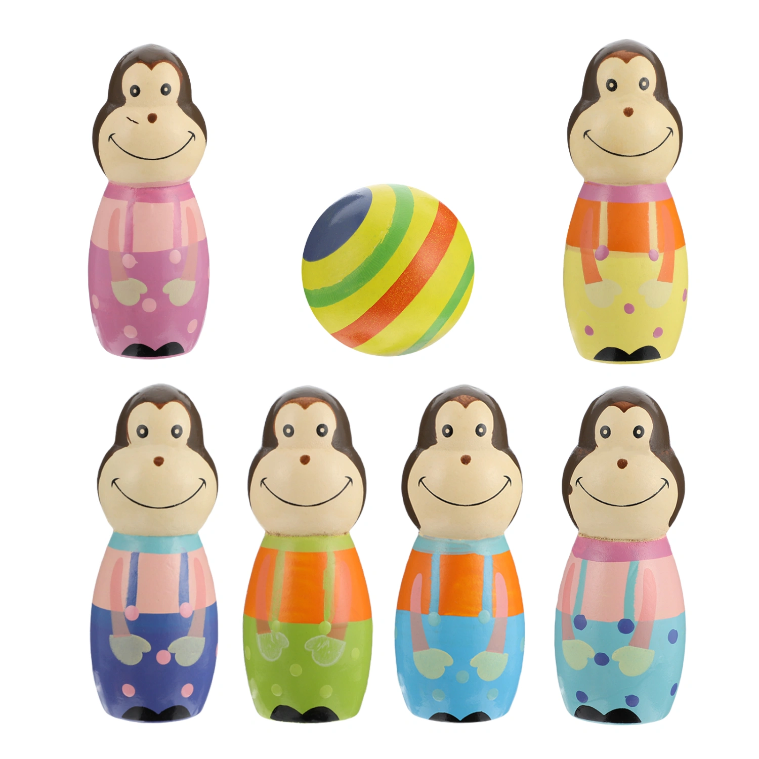 1 Set Children Bowling Ball Set Wooden Bowling Games Toy Cartoon Bowling