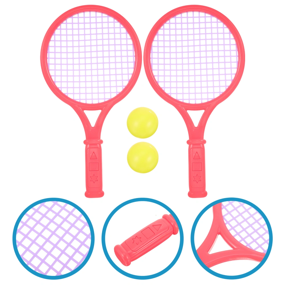 1 Pair of Children's Tennis Racket Kids Plastic Badminton Rackets Game Props for Kindergarten Primary School (Size S Random Pattern)