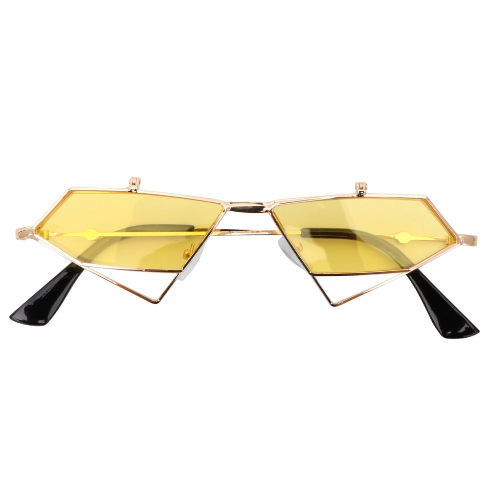 Punk Style Eyeglasses Eyewear Cat Eye Shaped Shades Fashion Sun Glasses Yellow (Golden Frame)