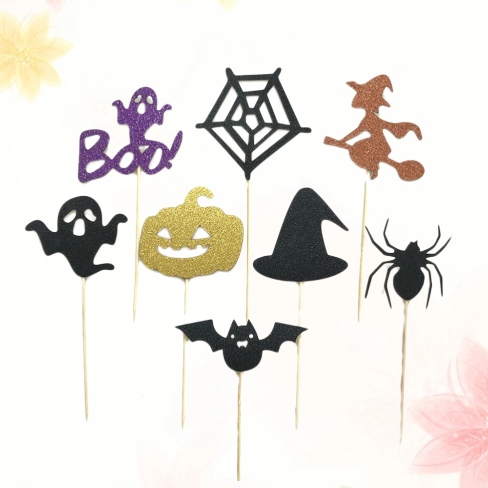 16pcs Halloween Cake Topper Sets Funny Dessert Fruit Insert for Festival Party Gathering