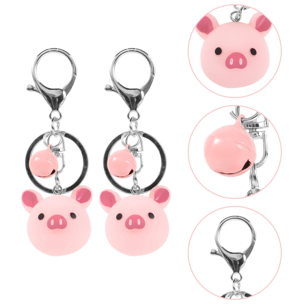 2Pcs Lovely Pig Keychains Lovely Cartoon Key Holder Creative Key Decorations