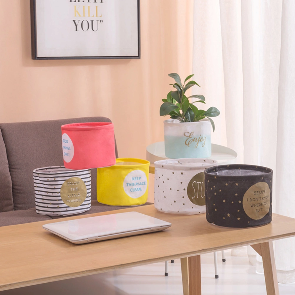 1 Pc Foldable Cotton Desk Storage Boxes Waterproof Storage Basket Organizer