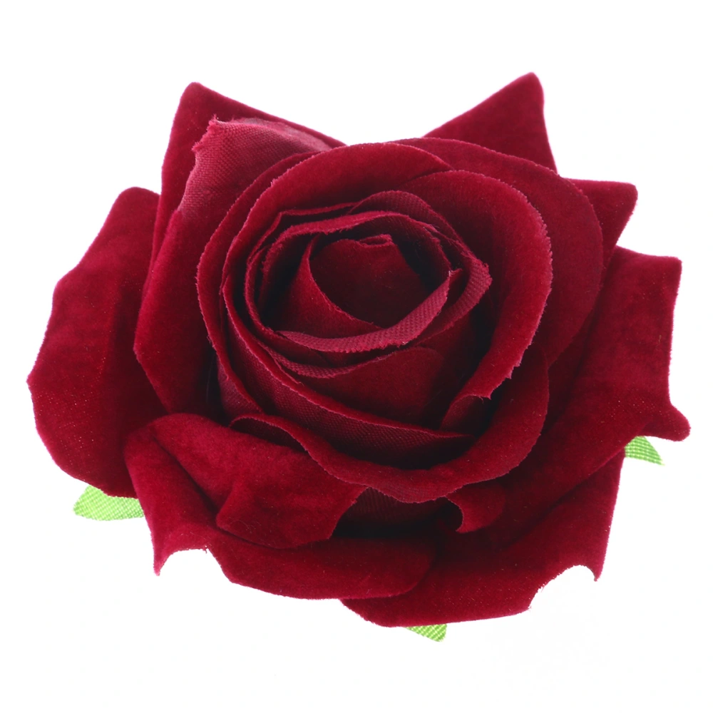 2 in 1 Artificial Big Rose Flower Hairpin Hair Clips Flower Brooch for Women Party (Wine Red)