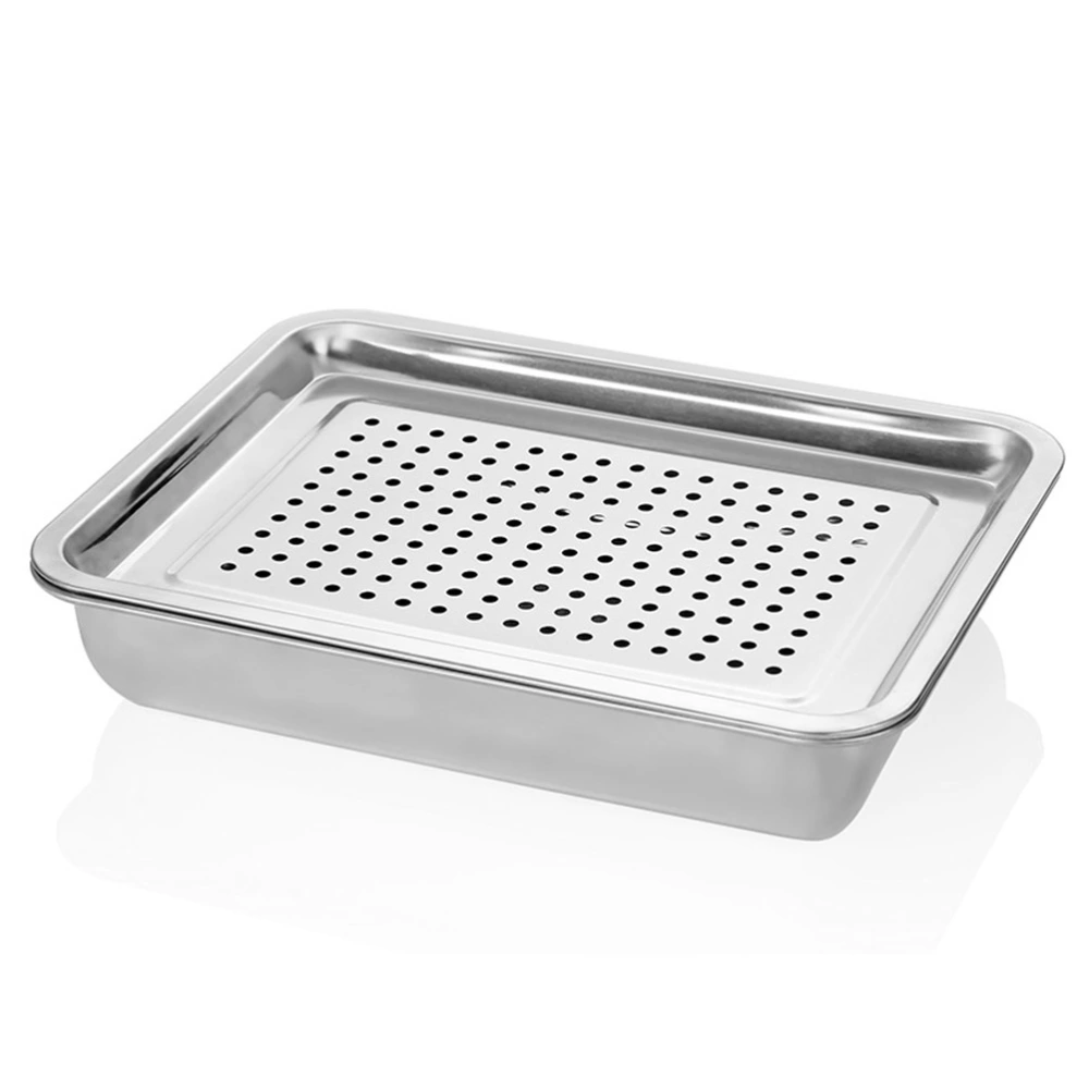 Thickened Stainless Steel Rectangular Tray Drainer Multifunctional Drying Plate Fried Chicken Plates Kitchen Accessories