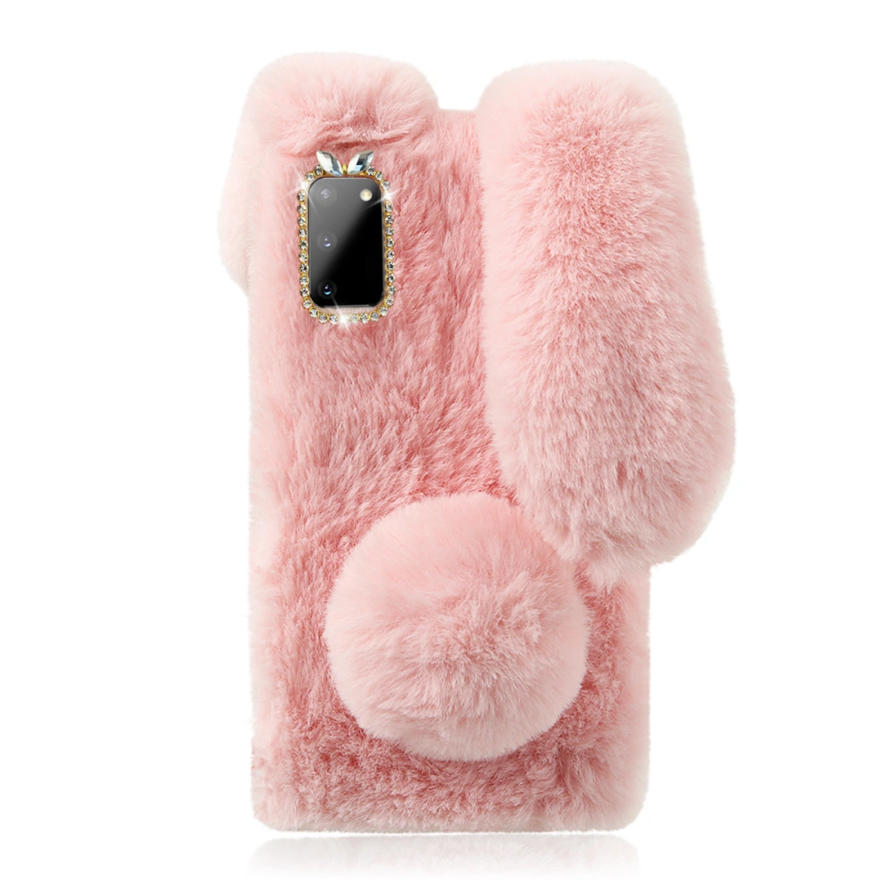 All Match Phone Shell Adorable Phone Cover Plush Phone Case Winter Warm Phone Protector Compatible for Galaxy S20 (Pink)