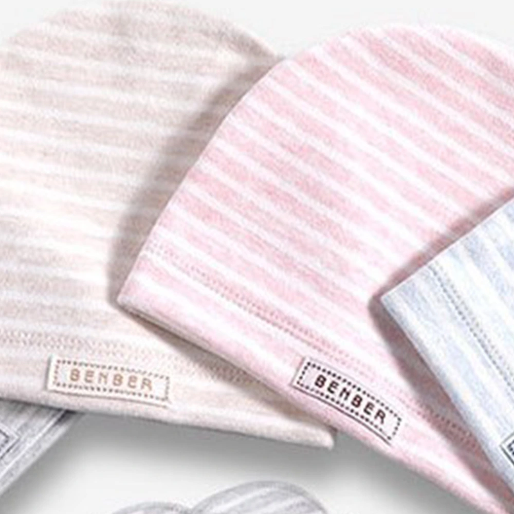 4 Sets of Baby Newborn Hat Pure Cotton Beanie Comfortable Stripe Pattern Baby Baby Gloves Newborn Accessories Suitable for 0-3 Monthes Size S