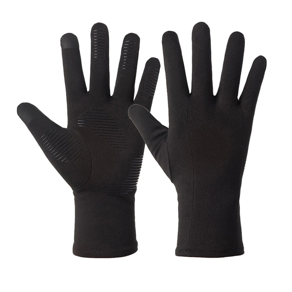 1 Pair of Thicken Plush Gloves Waterproof Touch Screen Finger Gloves Winter Warm Hands Protection Cover for Outdoor Driving Riding Hiking (Black, Size L)