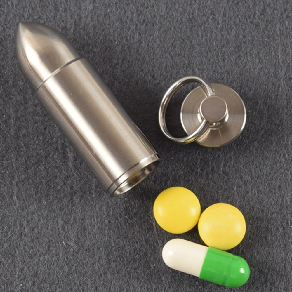 Titanium Waterproof Pill Holder Moisture-proof Mini Pill Box Bullet Shape Pill Storage Case (Small)