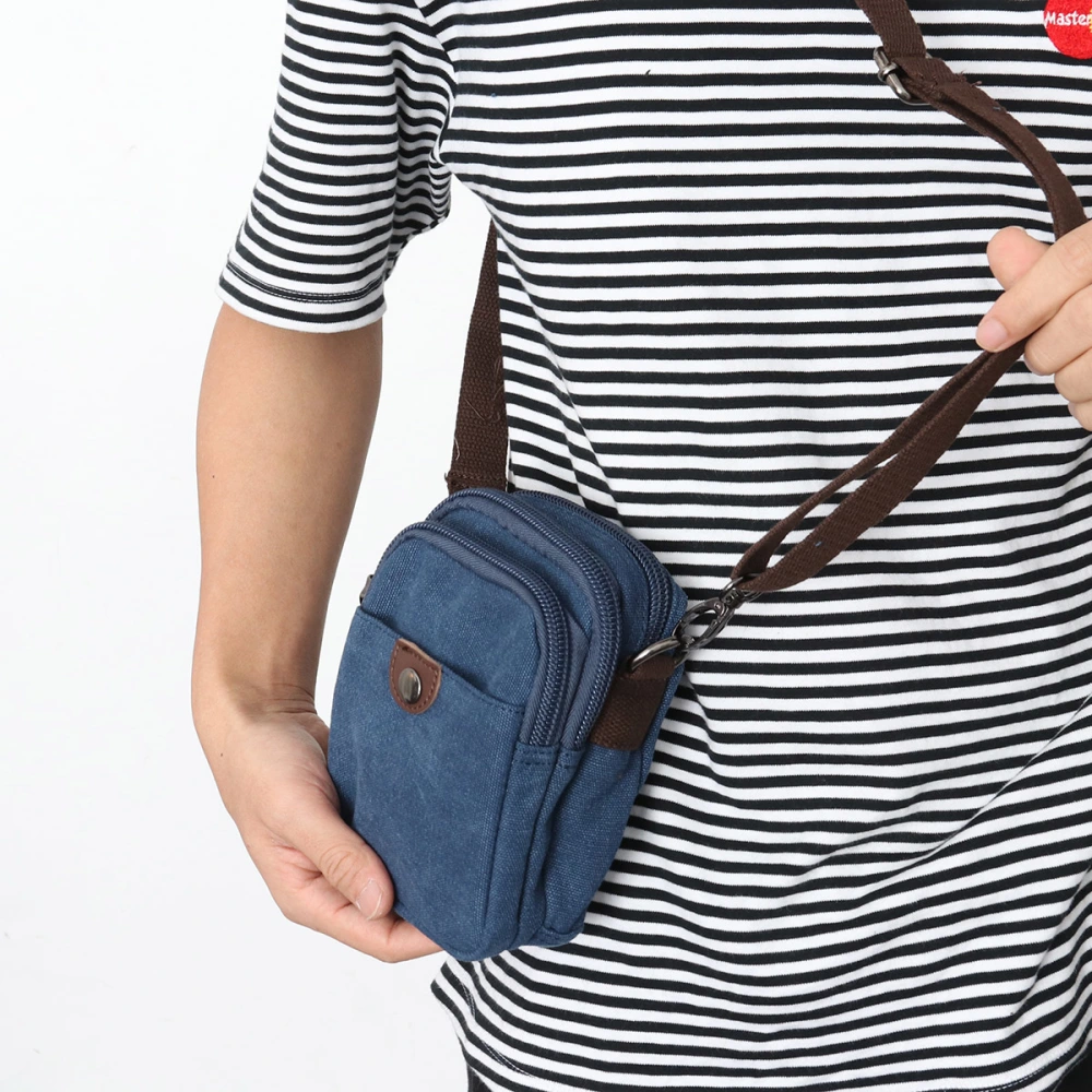 Men Messenger Bag Fashion Canvas Zipper Shoulder Bag Casual Bag Travel Military Bag (Dark Blue)