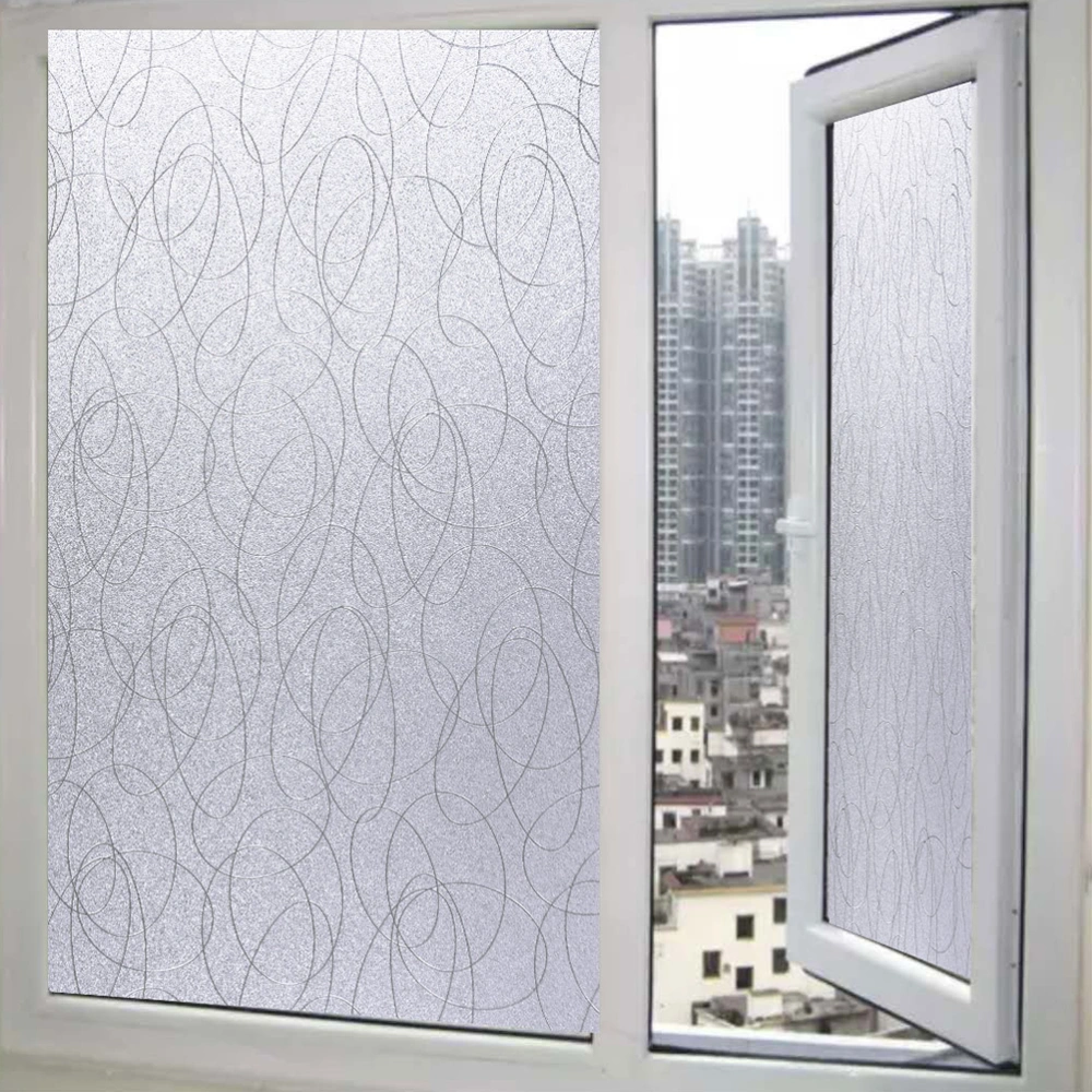 Static Cling Frosted PVC Window Glass Sticker Geometric Pattern Thickening Film Window Sticker Glass Decal without Glue for Bathroom Kitchen Home Office