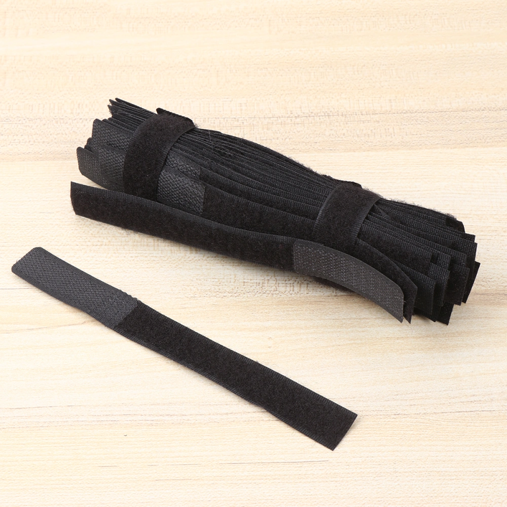 100 Pcs 2x18cm Nylon Fastener Tapes Reusable Hooks and Loops Fasteners Cable Ties Strong Wire Harness Tape Ties for Home Office Electronic Device (Black)