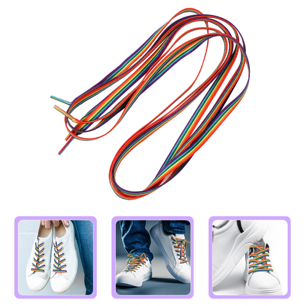 1 Pair Rainbow Shoelace Gradient Shoe Lace Fashion Vertical Stripes Shoe Tie