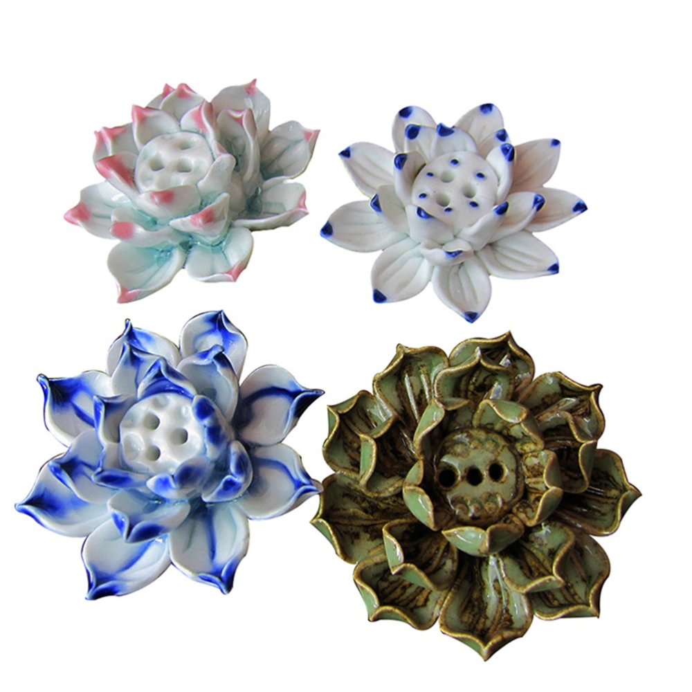 Ceramic Desktop Decoration Table Ornament Creative Ceramic Lotus Crafts Lotus Adornment Blue