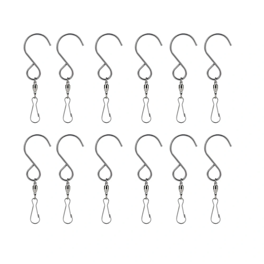 16PC Stainless Steel S Bearing Hook Wind-Rotating Display Hanger for Billboard Wind Chime Kitchen Office