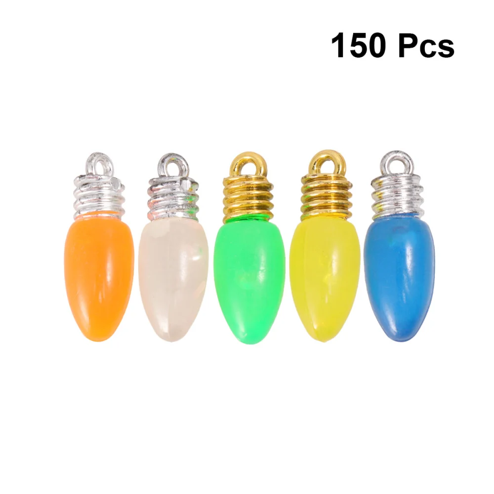 150PCS Festival Bulbs Shaped Hanging Ornament Creative Christmas Pendant Colorful Plastic Bulbs Party Supplies (Assorted Color)