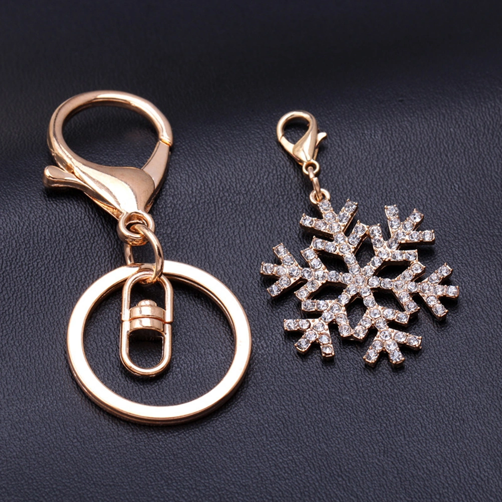 Christmas Snowflake Rhinestone Keychain Car Keyring Purse Bag Pendant Decoration Charm Keychain