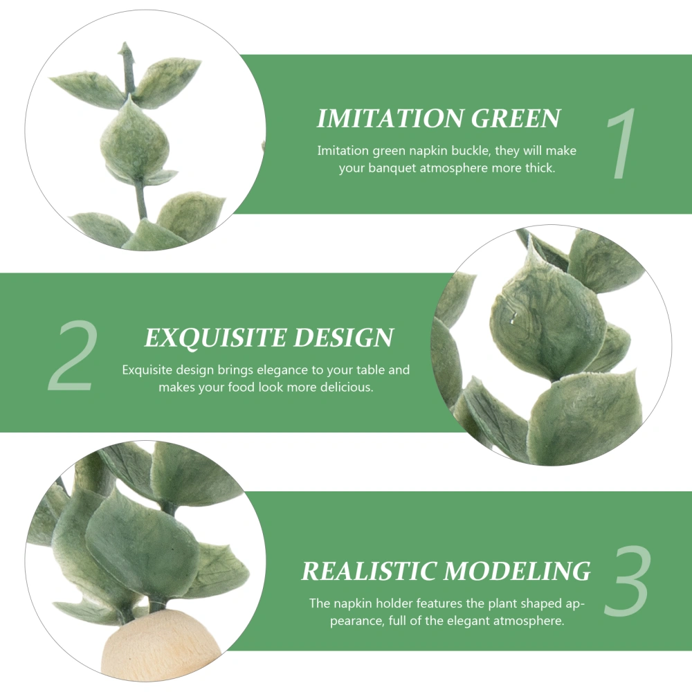 4 Pcs Simulation Green Plant Napkin Rings Practical Napkin Clasps Napkin Buckles