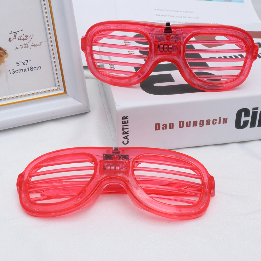 2pcs LED Light Up Plastic Glasses Flashing Shutters Sunglasses Eyewear Party Props 6 Lights Red