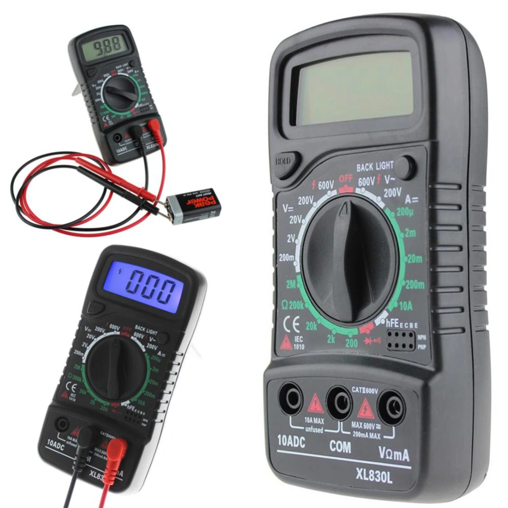 XL830L Digital Multimeter Auto-Ranging Electronic Measuring Instrument Pocket Portable Meter Equipment Industrial LCD Digital Multimeter (Black)