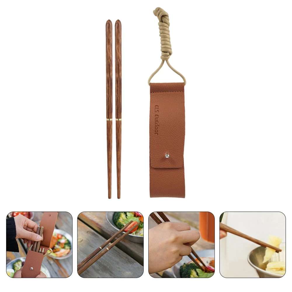 1 Pair Wood Chopsticks Outdoor Picnic Chopsticks Folding Chopsticks(Light Brown)