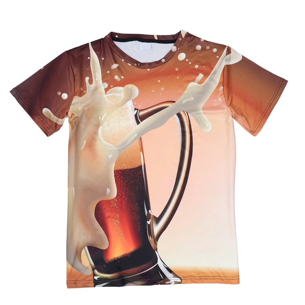 1 Pc Fashion Beer Printed Casual Short Sleeve T-shirt Summer Clothes (Size L)