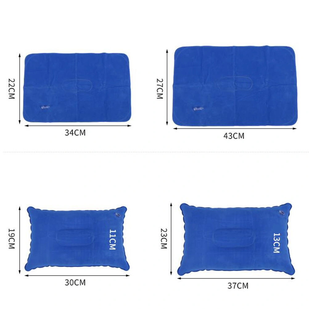 2pcs PVC Flocking Inflatable Pillows Ultralight Neck Pillows Portable Inflation Cushion for Outdoor Hiking Travel(Sky Blue)