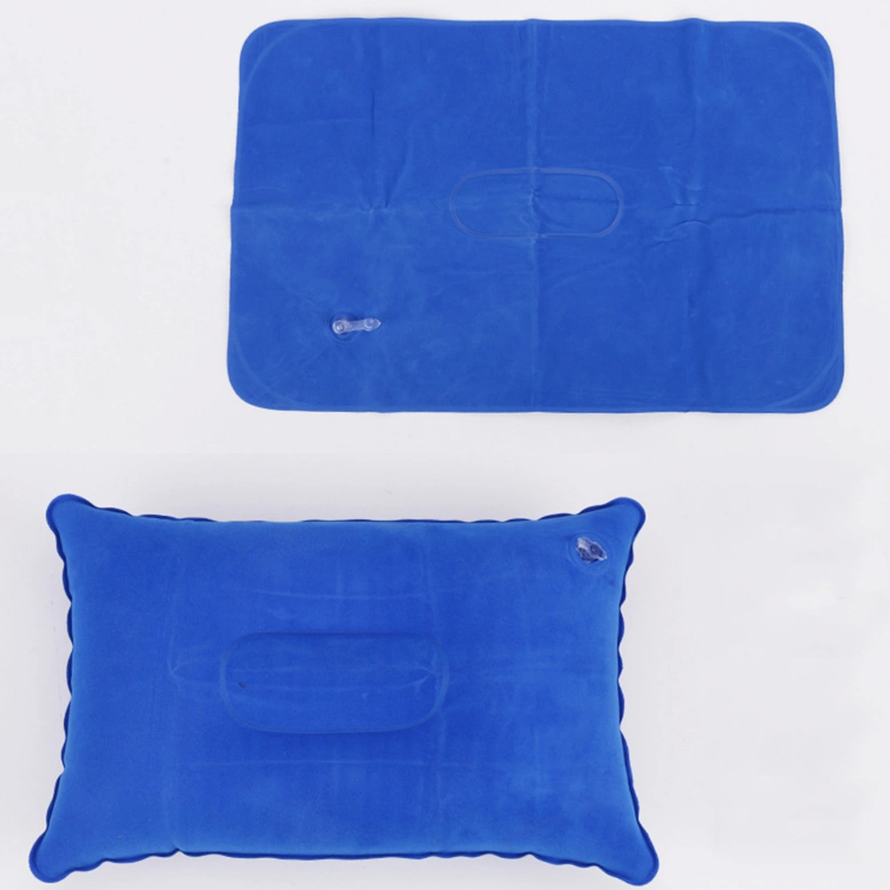 2pcs PVC Flocking Inflatable Pillows Ultralight Neck Pillows Portable Inflation Cushion for Outdoor Hiking Travel(Sky Blue)