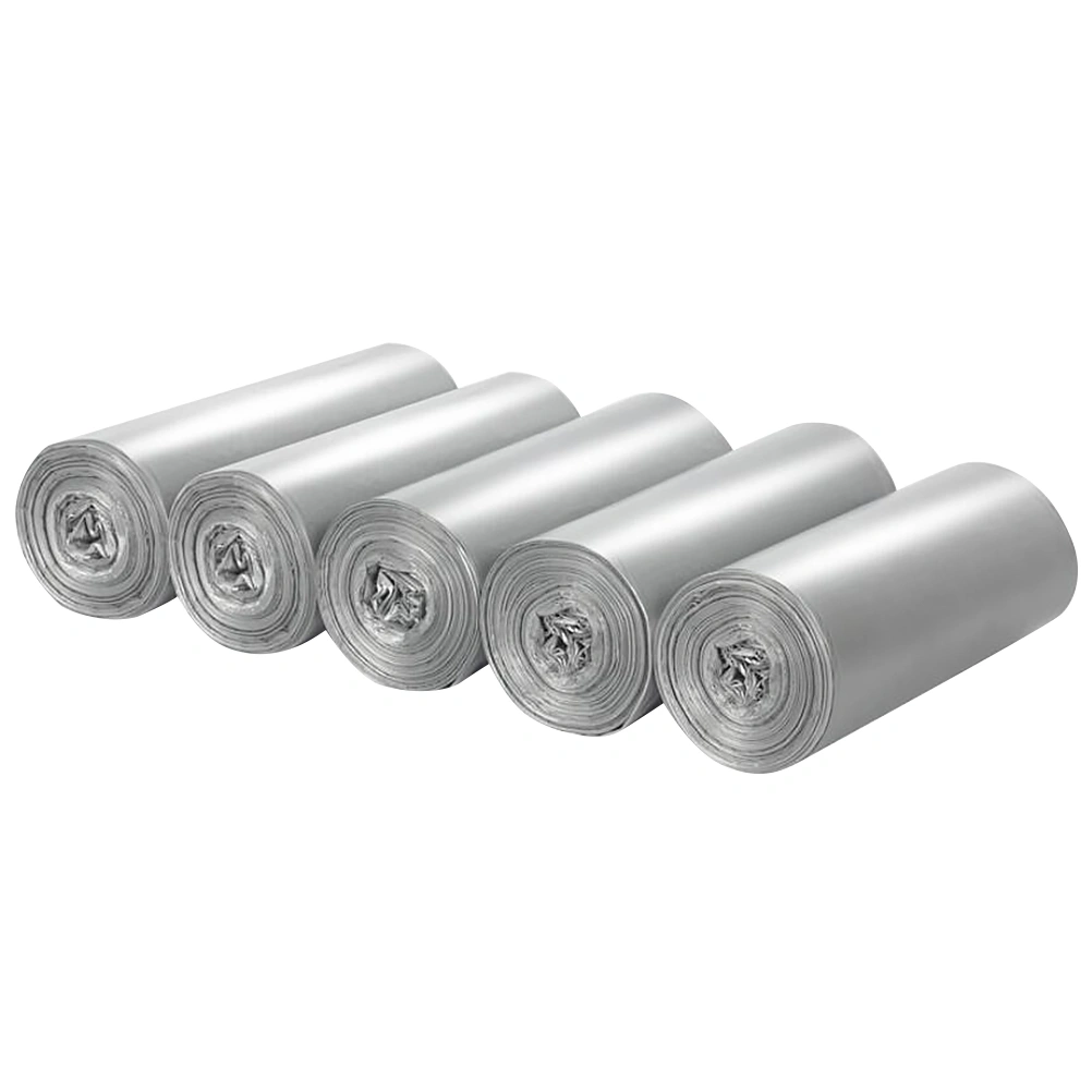 5Rolls Thick Garbage Bags Roll Cover Storage Bag For Home Waste Trash Bags (Silver)