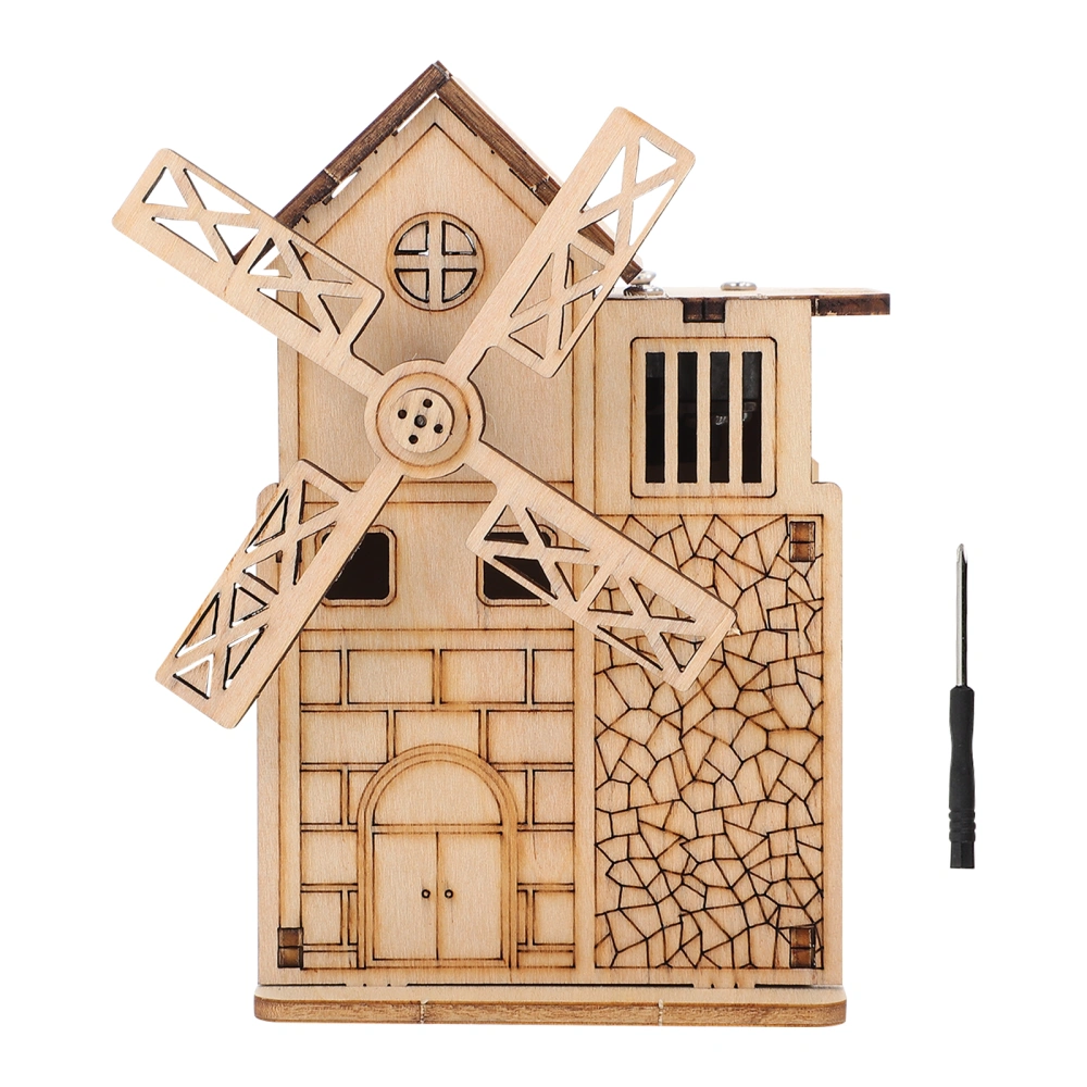 1 Set of Wooden Puzzle Plaything for Kids Windmill Music Box Plaything