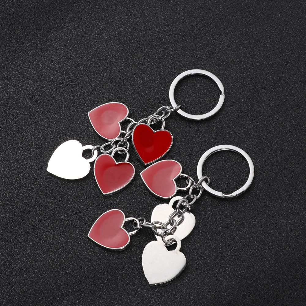 2pcs Heart Keychains Creative Key Rings Four Love Heart Pendant Zinc Alloy Key Holder Craft Ornaments for Car Key Bag Decor