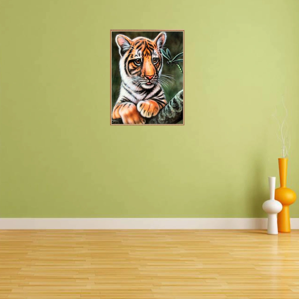 DIY 5D Beads Painting Tiger Pattern Rhinestone Cross Stitch Kit Home Wall Decor Craft 8492