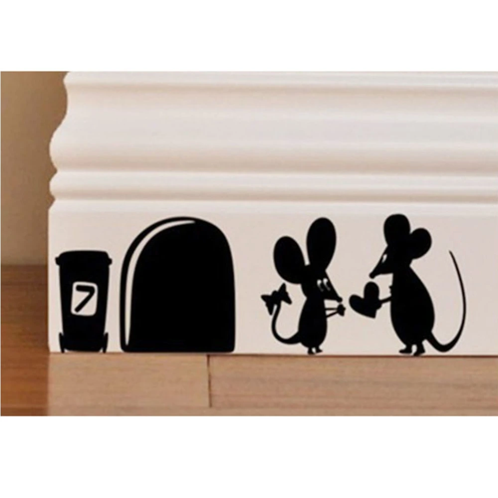 Funny Mouse Hole Wall Sticker Removable Art Murals Wall Decals for Living Room Bedroom Bathroom Decoration