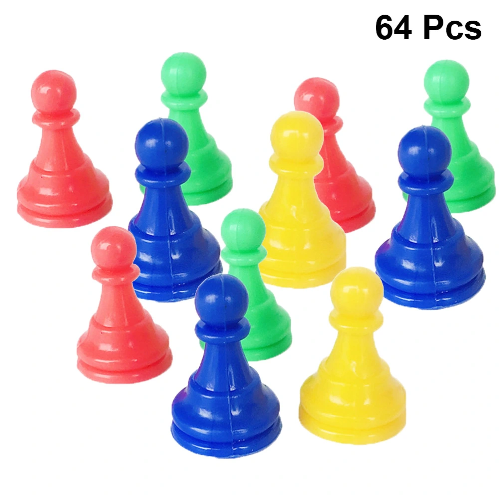 64pcs Plastic Chess Chessman Chess Game Accessories Props for Checkers (Red，Yellow, Blue, Green, Black, White, Purple, Orange)