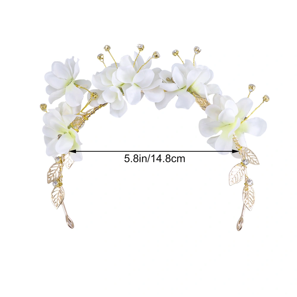 Wedding Bridesmaid Bohemia Floral Flower Festival Forehead Headband Hair Garland (White)