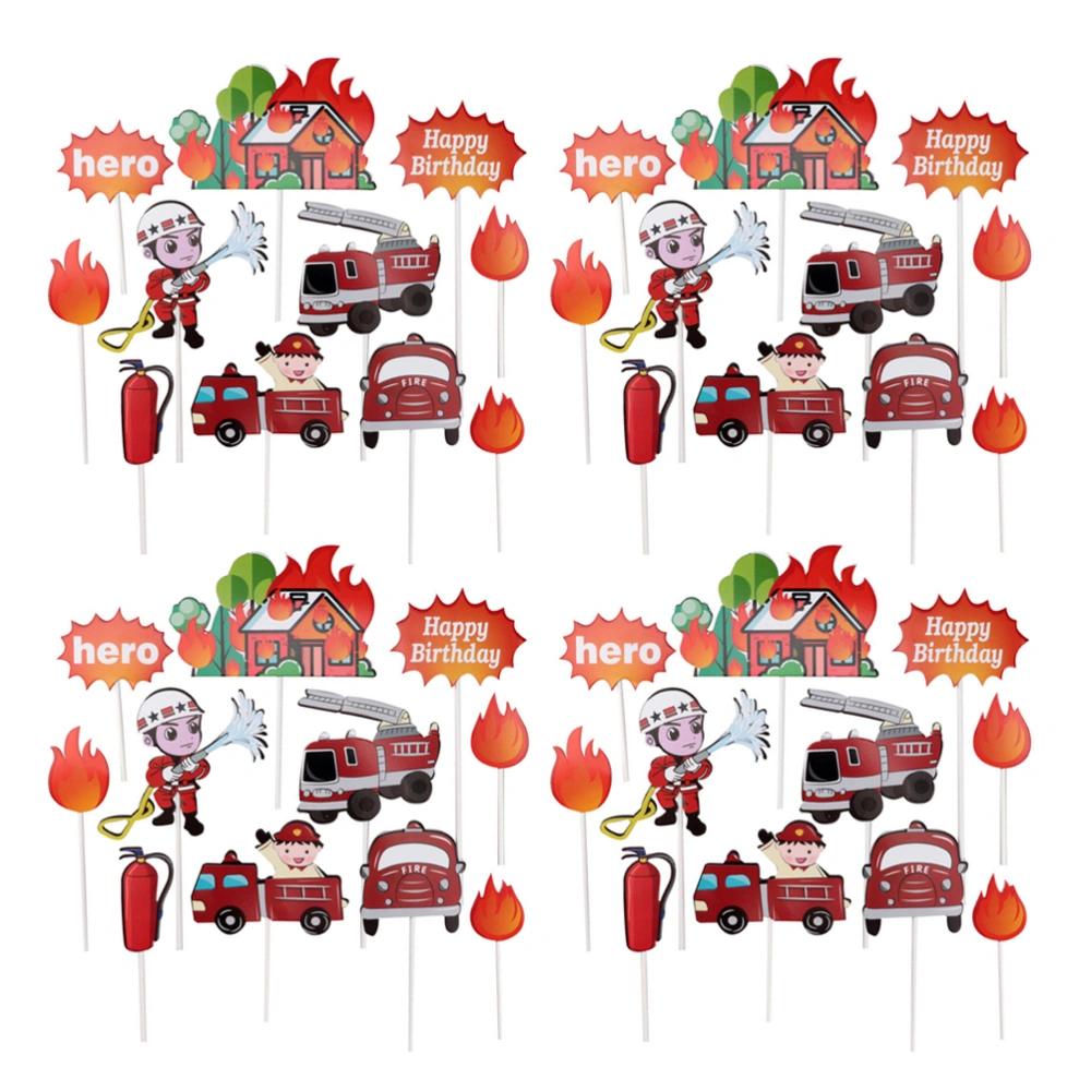 44pcs Firemen Series Cupcake Toppers Funny Cake Picks Cupcake Decorating Supplies for Party Birthday