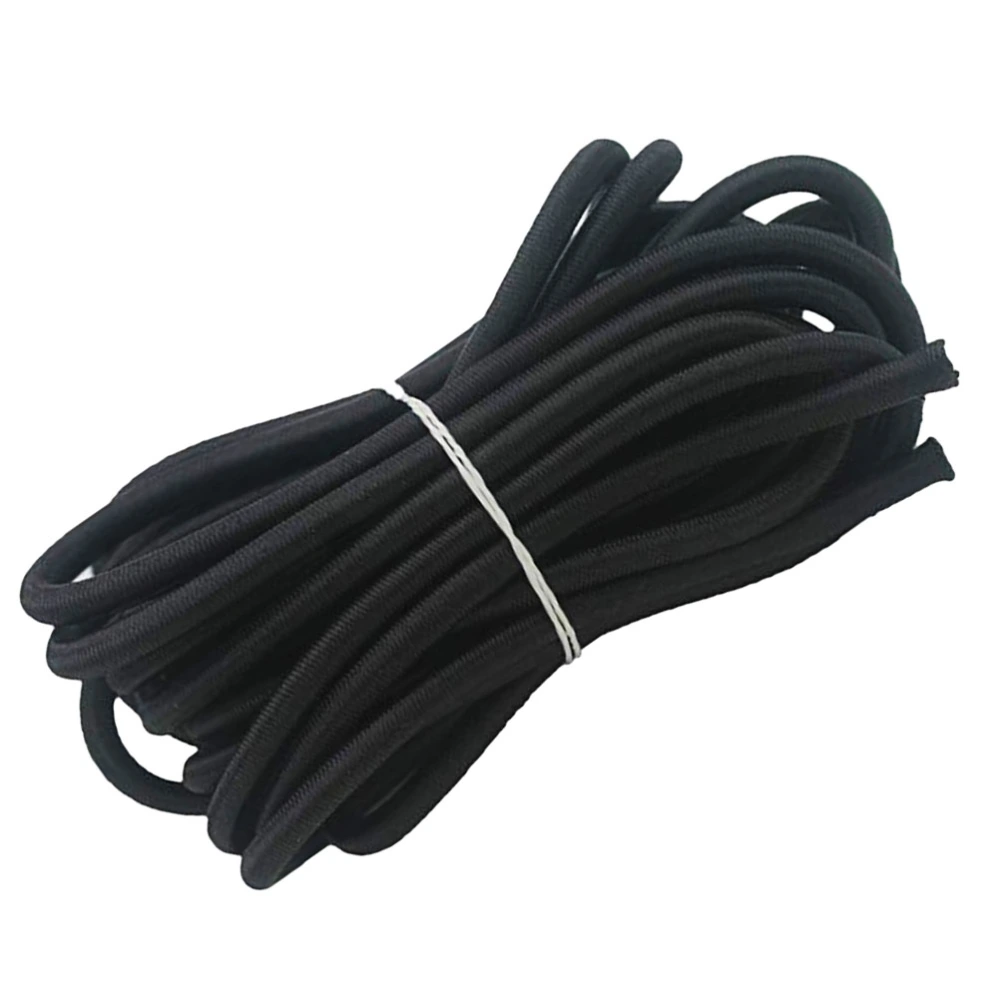 6Meters Strong Elastic Rope Bungee Cord Stretch String Outdoor Project for Tent Kayak Boat Bag Luggage(Black, 6mm)