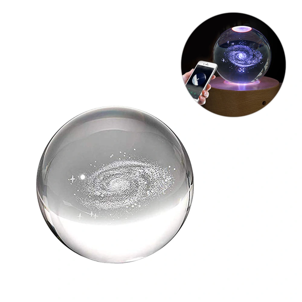 3D Galactic System Crystal Ball Clear Planet Educational Ball Cosmic Model Engraved Glass Ball Sphere for Home Living Room Office Decor