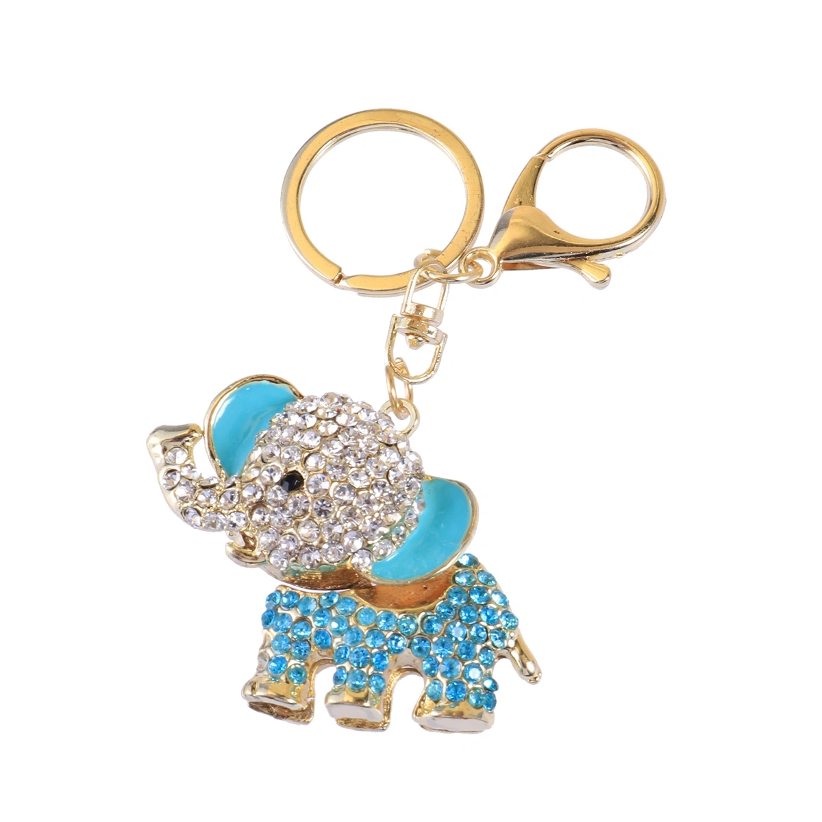Creative Keychain Alloy Elephant Bling-bling Keychain Keyring Handbag Decorations Hanging Pendant for Girls Women Lover Gift (Blue)