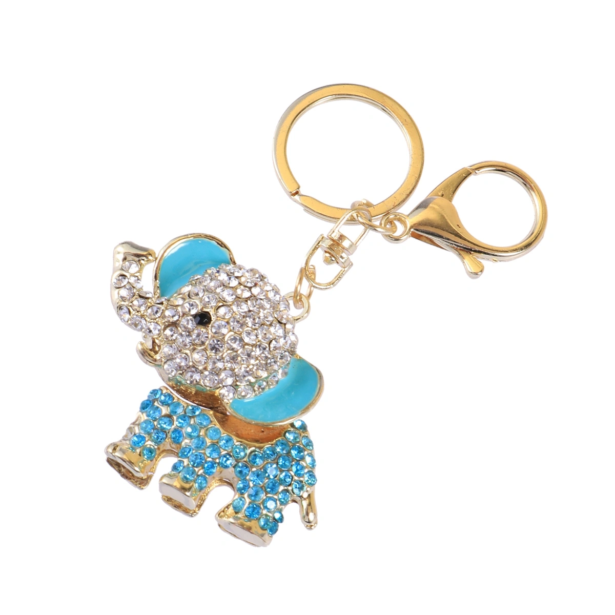 Creative Keychain Alloy Elephant Bling-bling Keychain Keyring Handbag Decorations Hanging Pendant for Girls Women Lover Gift (Blue)