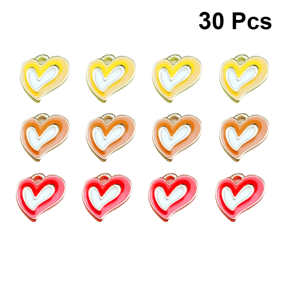 30pcs DIY Jewelry Accessories Dripping Oil Heart Shape Pendant Hanging Ornament for Jewelry Making (Mixed Color)