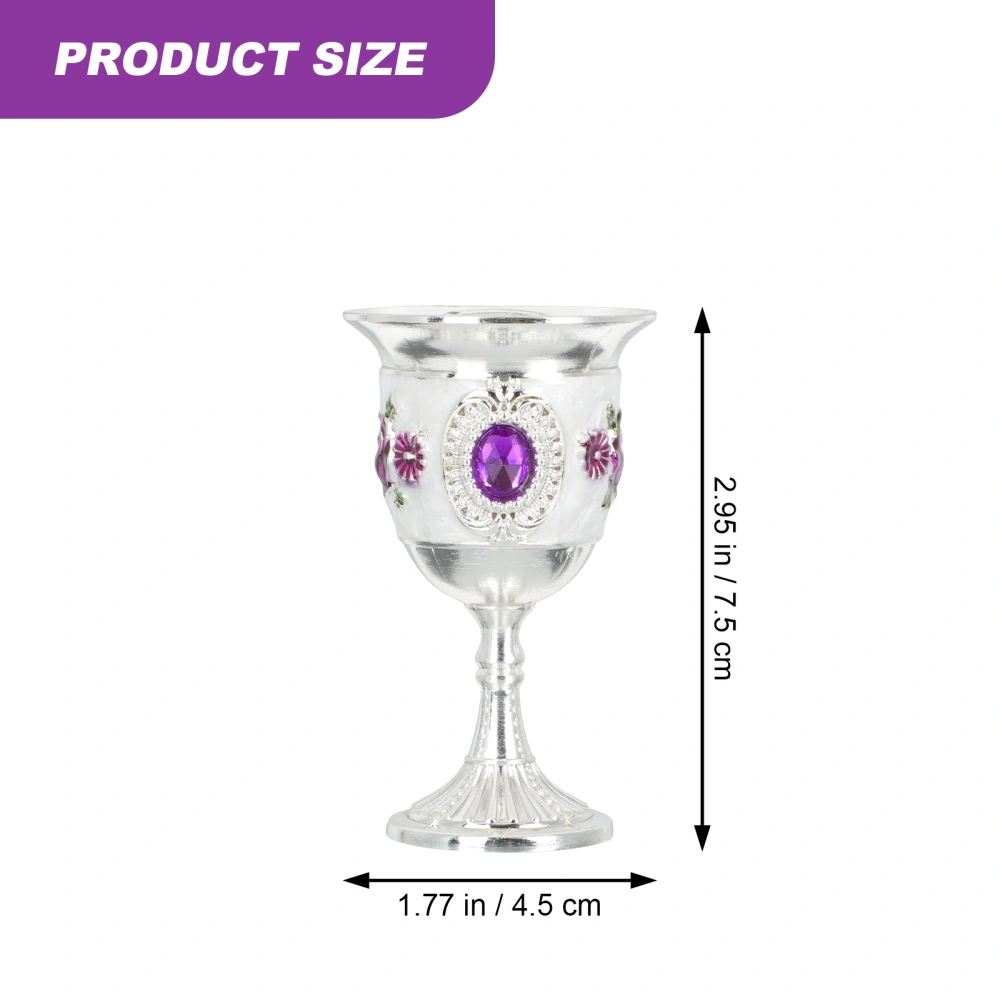 Vintage Whiskey Goblet Engraving Flower Pattern Cup Wine Cup for Party (Purple)