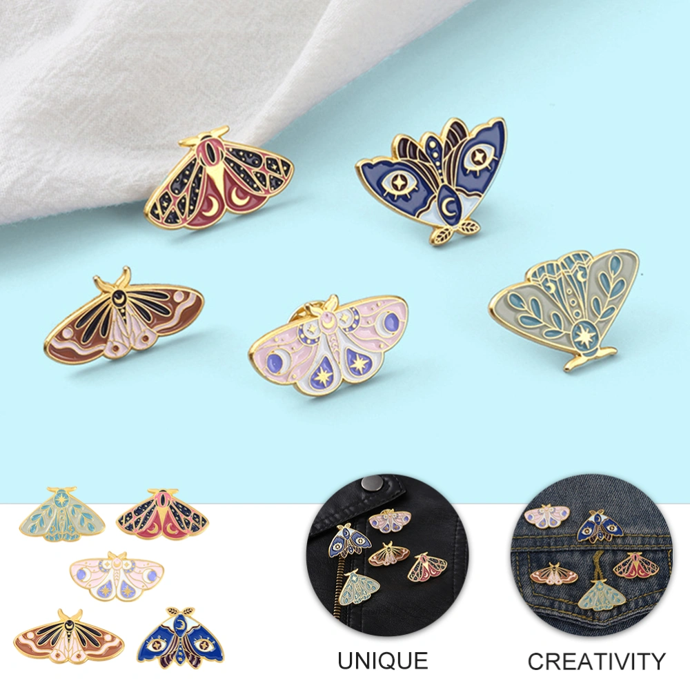 5pcs Insect Brooch Creative Butterflies Moth Badge Alloy Clothing Decors