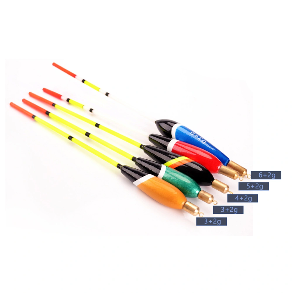 4PCS Copper Head Drifting Fishing Bobbers Fishing Floats Wooden Fish Drifts Large Buoyancy Bobber Fishing Supplies (Random Color 3+2g,4+2g, 5+2g, 6+2g)