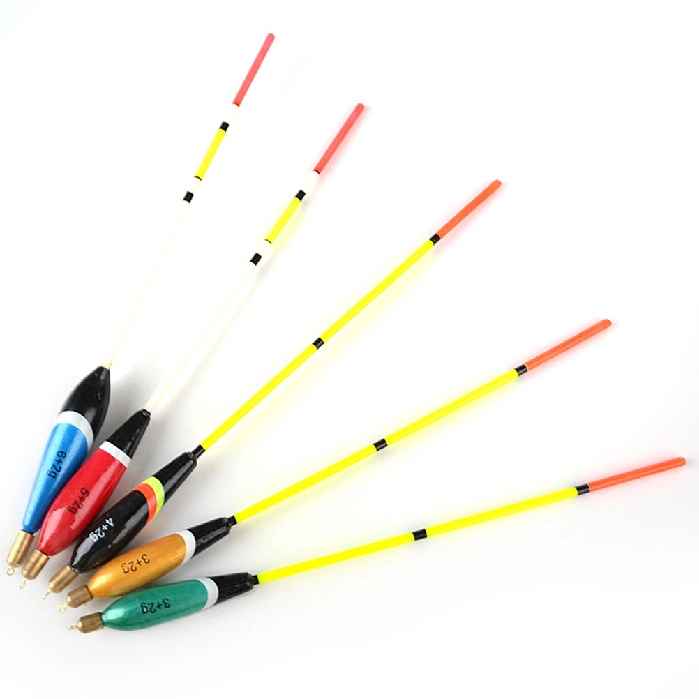 4PCS Copper Head Drifting Fishing Bobbers Fishing Floats Wooden Fish Drifts Large Buoyancy Bobber Fishing Supplies (Random Color 3+2g,4+2g, 5+2g, 6+2g)