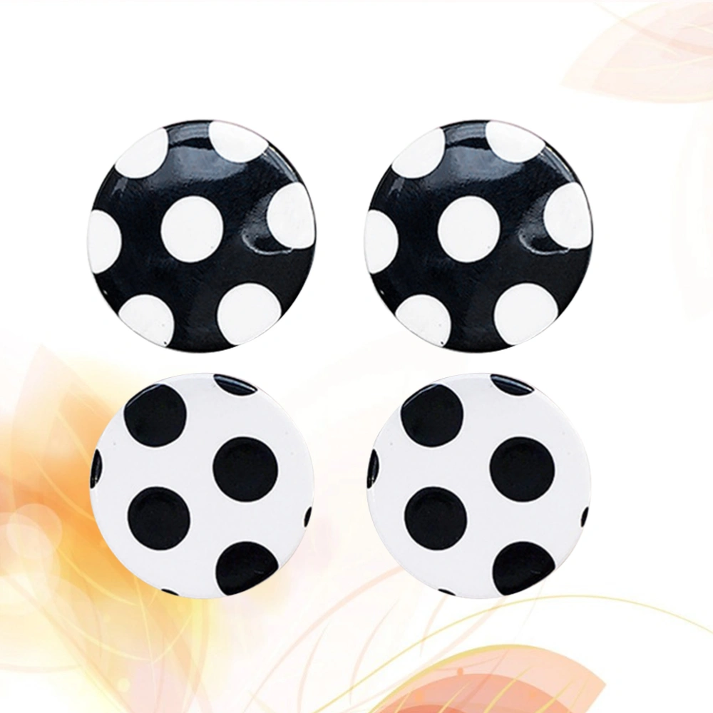 2 Pairs Geometric Earrings Fashion Black and White Polka Dot Earrings Simple Earbobs Round Circle Jewelry for Women Lady Girl