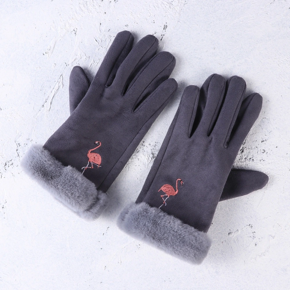 Women Touch Screen Warm Gloves Female Winter Outdoor Riding Gloves Ladies Cotton Gloves (082E-2 Grey)