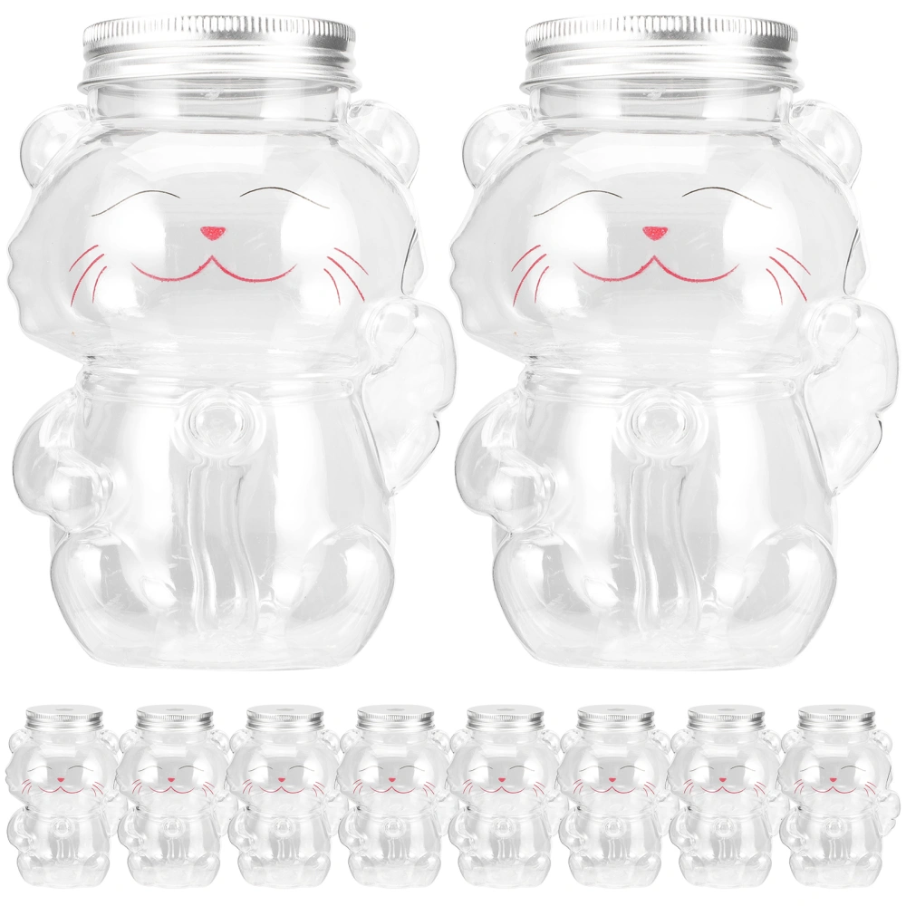 10pcs Empty Milk Bottles Cat Juice Bottles Lovely Water Bottle Party Favors 350ml