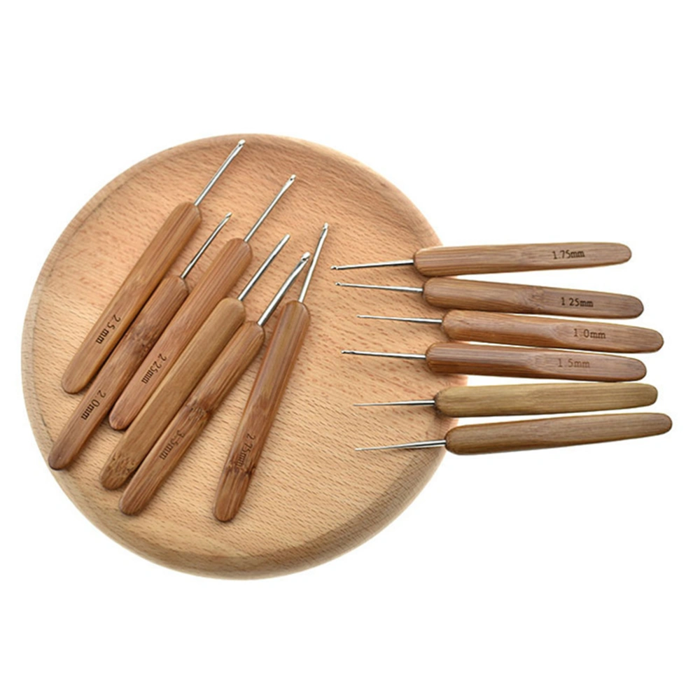 1 Set of Bamboo Handle Crochet Hook Set Stainless Steel Bearded Needle Weaving Supplies